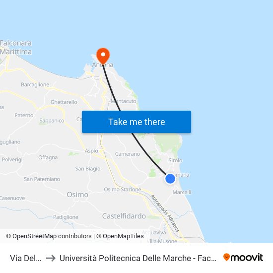 Via Del Taunus to Università Politecnica Delle Marche - Facoltà Di Economia ""Giorgio Fuà"" map