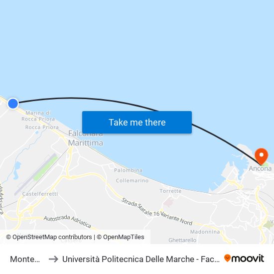 Montemarciano to Università Politecnica Delle Marche - Facoltà Di Economia ""Giorgio Fuà"" map