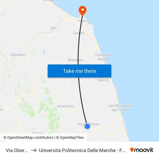 Via Oberdan, N° 63 to Università Politecnica Delle Marche - Facoltà Di Economia ""Giorgio Fuà"" map