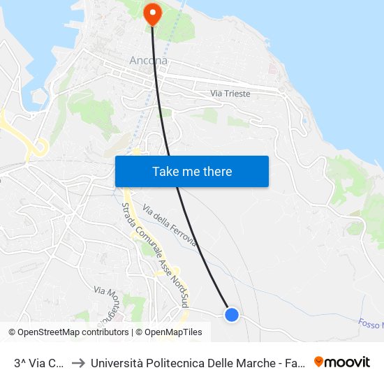 3^ Via Castellano to Università Politecnica Delle Marche - Facoltà Di Economia ""Giorgio Fuà"" map