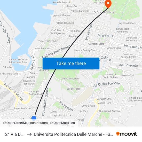 2^ Via De Gasperi to Università Politecnica Delle Marche - Facoltà Di Economia ""Giorgio Fuà"" map