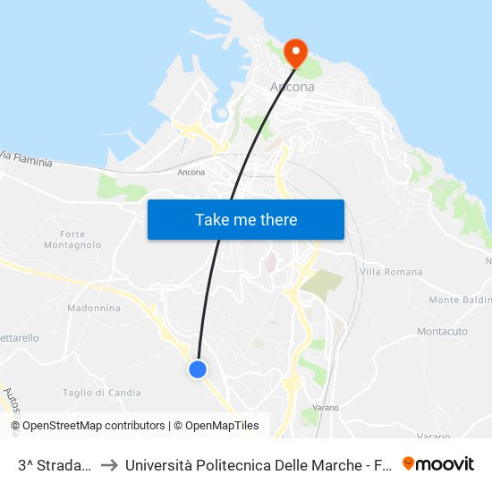 3^ Strada Statale 16 to Università Politecnica Delle Marche - Facoltà Di Economia ""Giorgio Fuà"" map