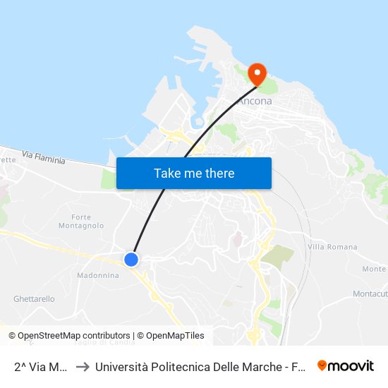 2^ Via Madonnetta to Università Politecnica Delle Marche - Facoltà Di Economia ""Giorgio Fuà"" map