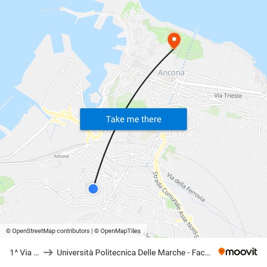 1^ Via Pesaro to Università Politecnica Delle Marche - Facoltà Di Economia ""Giorgio Fuà"" map