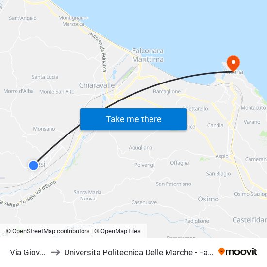 Via Giovanni XXIII to Università Politecnica Delle Marche - Facoltà Di Economia ""Giorgio Fuà"" map