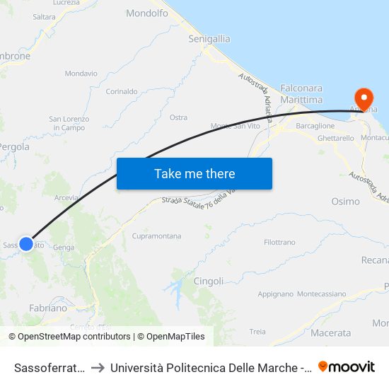 Sassoferrato (Consorzio) to Università Politecnica Delle Marche - Facoltà Di Economia ""Giorgio Fuà"" map