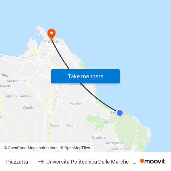 Piazzetta Di Portonovo to Università Politecnica Delle Marche - Facoltà Di Economia ""Giorgio Fuà"" map