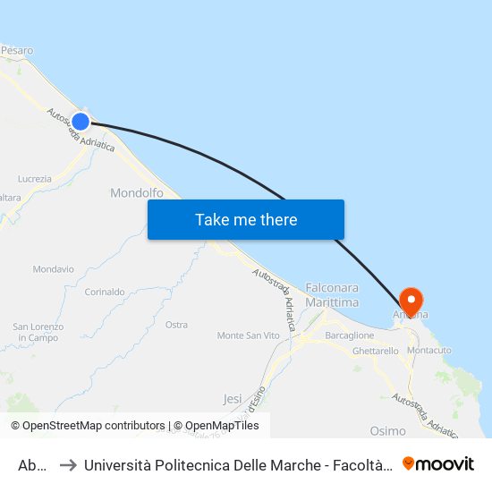 Abbazia to Università Politecnica Delle Marche - Facoltà Di Economia ""Giorgio Fuà"" map