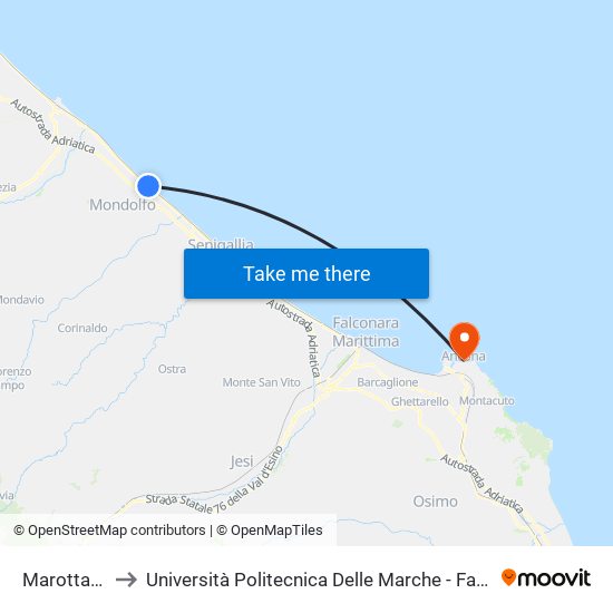 Marotta (Garden) to Università Politecnica Delle Marche - Facoltà Di Economia ""Giorgio Fuà"" map