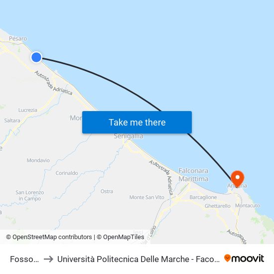 Fosso Sejore to Università Politecnica Delle Marche - Facoltà Di Economia ""Giorgio Fuà"" map