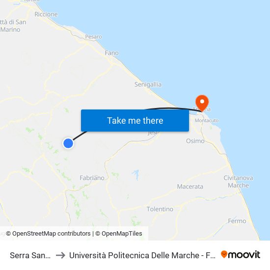 Serra Sant'Abbondio to Università Politecnica Delle Marche - Facoltà Di Economia ""Giorgio Fuà"" map