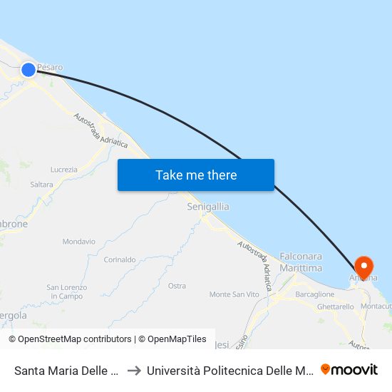 Santa Maria Delle Fabbrecce Costa Del Ciacco to Università Politecnica Delle Marche - Facoltà Di Economia ""Giorgio Fuà"" map