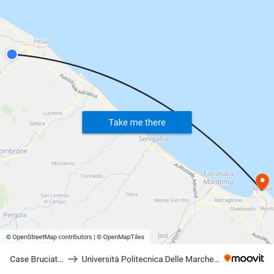 Case Bruciate San Germano to Università Politecnica Delle Marche - Facoltà Di Economia ""Giorgio Fuà"" map