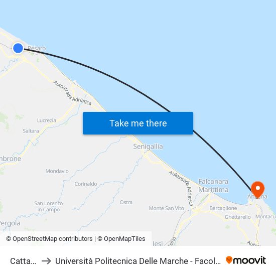 Cattabrighe to Università Politecnica Delle Marche - Facoltà Di Economia ""Giorgio Fuà"" map