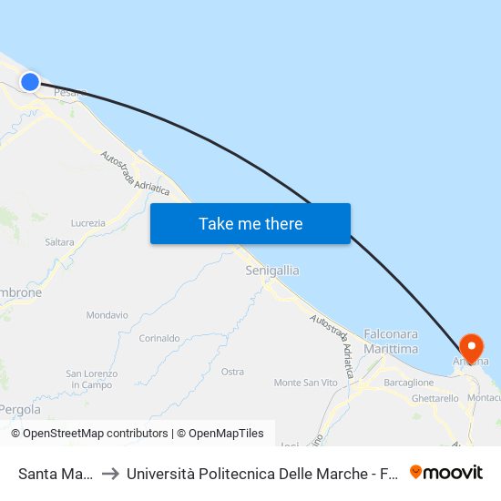 Santa Marina Bassa to Università Politecnica Delle Marche - Facoltà Di Economia ""Giorgio Fuà"" map