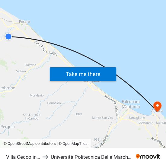 Villa Ceccolini Lago Di Albano to Università Politecnica Delle Marche - Facoltà Di Economia ""Giorgio Fuà"" map