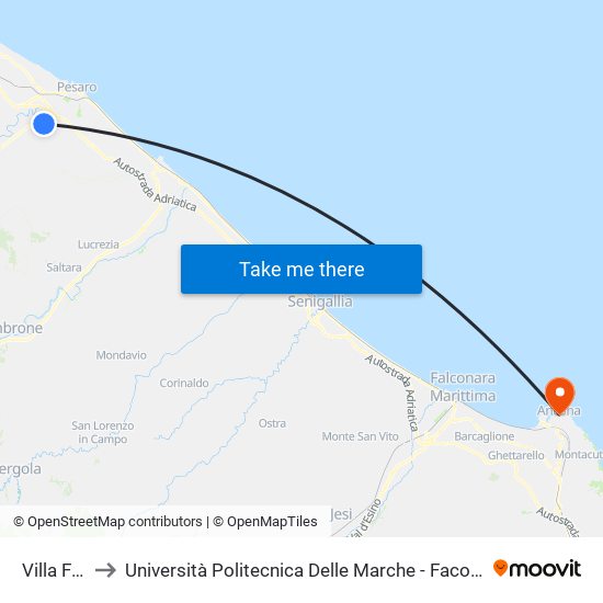 Villa Fastiggi to Università Politecnica Delle Marche - Facoltà Di Economia ""Giorgio Fuà"" map