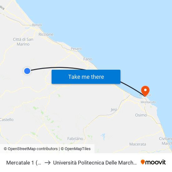 Mercatale 1 (Circonvallazione) to Università Politecnica Delle Marche - Facoltà Di Economia ""Giorgio Fuà"" map