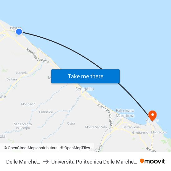 Delle Marche 1 (Alberghiero) to Università Politecnica Delle Marche - Facoltà Di Economia ""Giorgio Fuà"" map