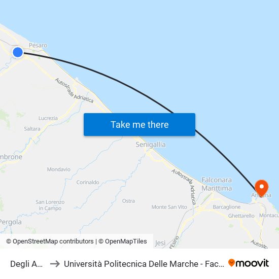 Degli Abeti Olmi to Università Politecnica Delle Marche - Facoltà Di Economia ""Giorgio Fuà"" map