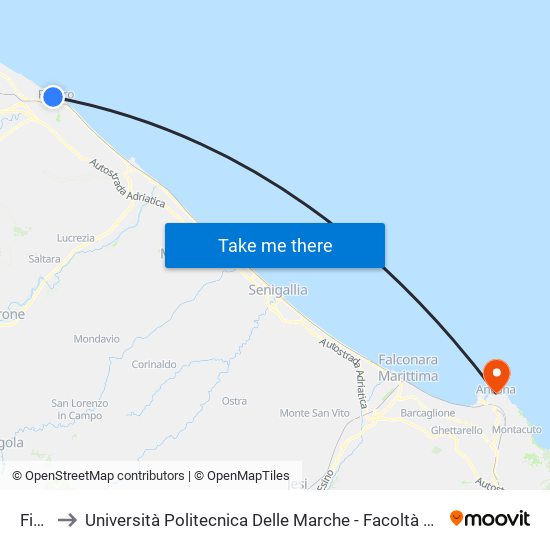Fiume to Università Politecnica Delle Marche - Facoltà Di Economia ""Giorgio Fuà"" map