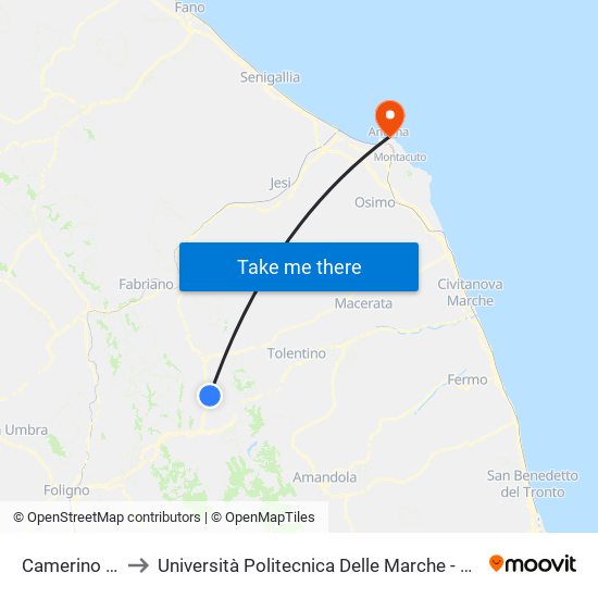 Camerino Sc. Antinori to Università Politecnica Delle Marche - Facoltà Di Economia ""Giorgio Fuà"" map