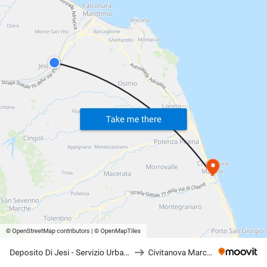 Deposito Di Jesi - Servizio Urbano to Civitanova Marche map