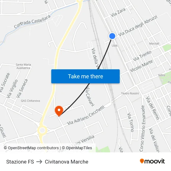 Railway Station to Civitanova Marche map