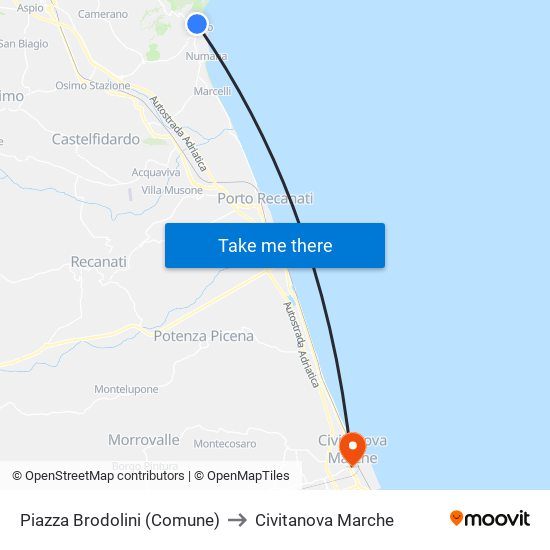Piazza Brodolini (Comune) to Civitanova Marche map
