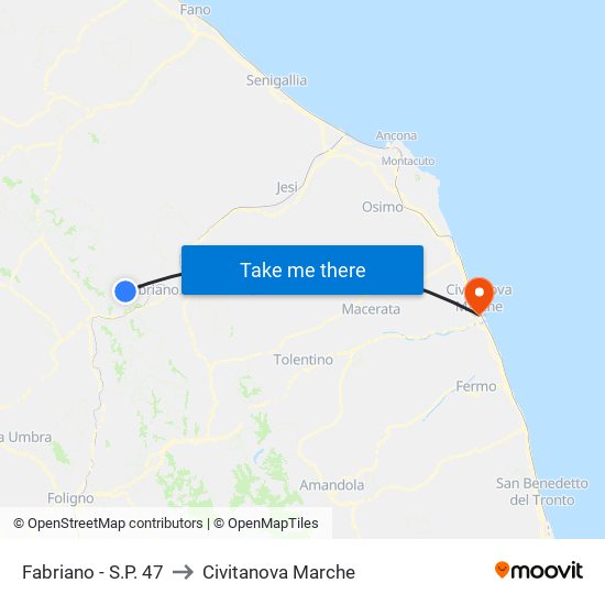 Fabriano - S.P. 47 to Civitanova Marche map