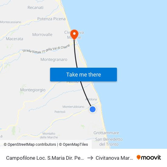 Campofilone Loc. S.Maria Dir. Pedaso to Civitanova Marche map