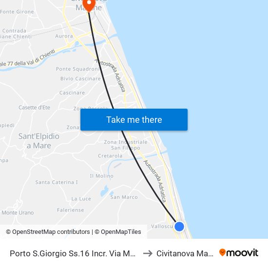 Porto S.Giorgio Ss.16 Incr. Via Marche D to Civitanova Marche map