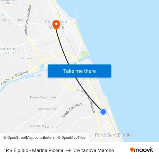 Porto Sant'Elpidio - Marina Picena to Civitanova Marche map