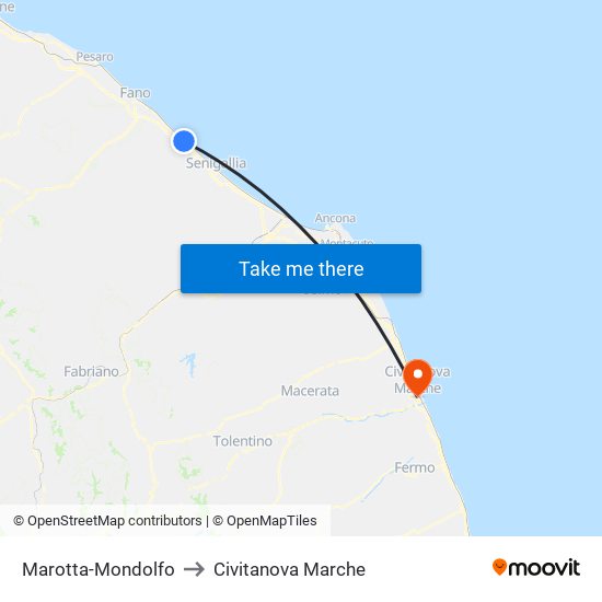 Marotta-Mondolfo to Civitanova Marche map