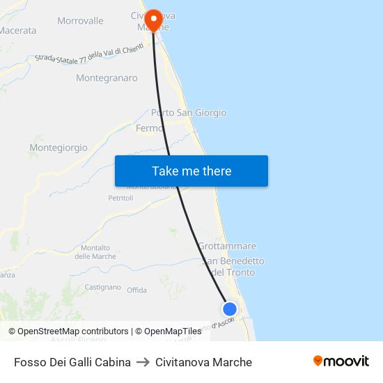 Fosso Dei Galli Cabina to Civitanova Marche map