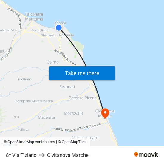 8^ Via Tiziano to Civitanova Marche map