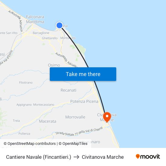 Cantiere Navale (Fincantieri.) to Civitanova Marche map