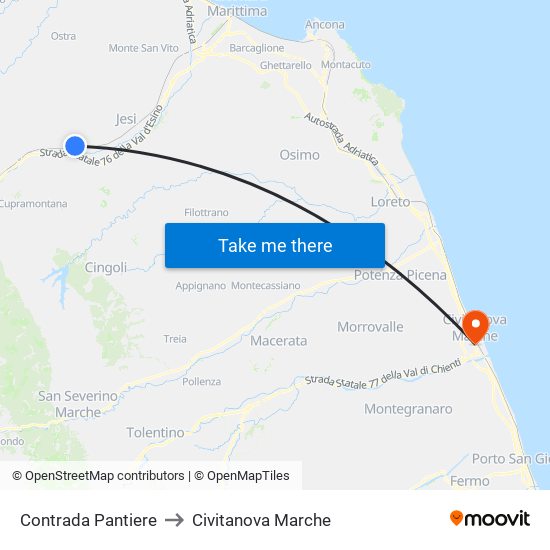 Contrada Pantiere to Civitanova Marche map