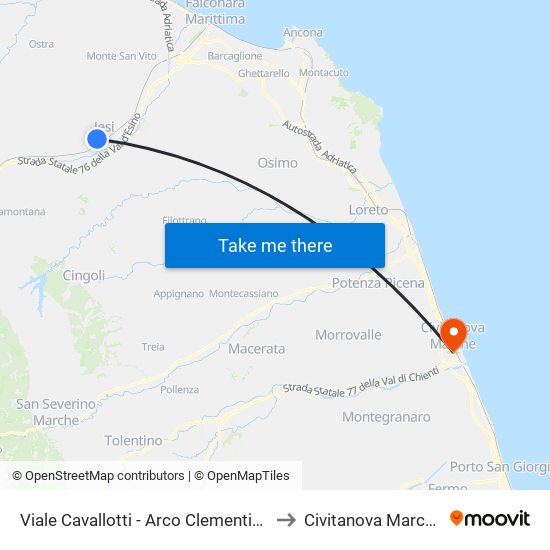 Viale Cavallotti - Arco Clementino to Civitanova Marche map