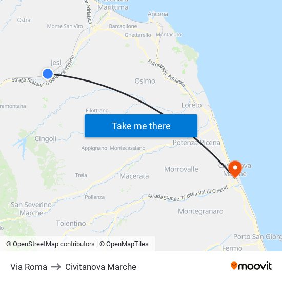 Via Roma to Civitanova Marche map