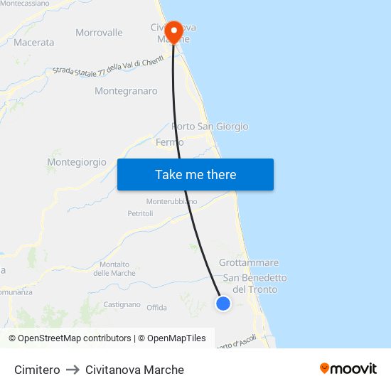Cimitero to Civitanova Marche map