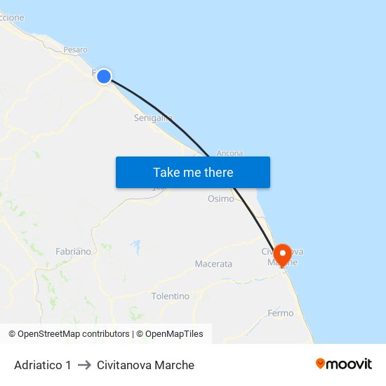 Adriatico 1 to Civitanova Marche map