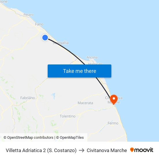 Villetta Adriatica 2 (S. Costanzo) to Civitanova Marche map