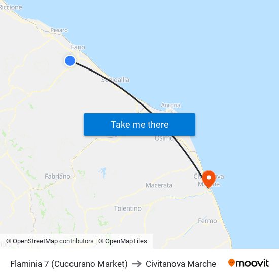 Flaminia 7 (Cuccurano Market) to Civitanova Marche map