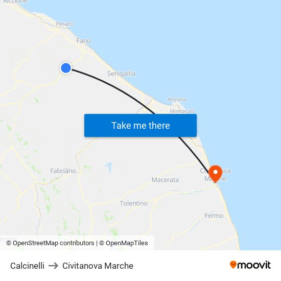Calcinelli to Civitanova Marche map