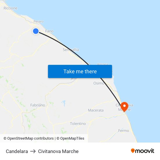 Candelara to Civitanova Marche map