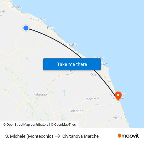 S. Michele (Montecchio) to Civitanova Marche map