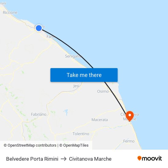 Belvedere Porta Rimini to Civitanova Marche map