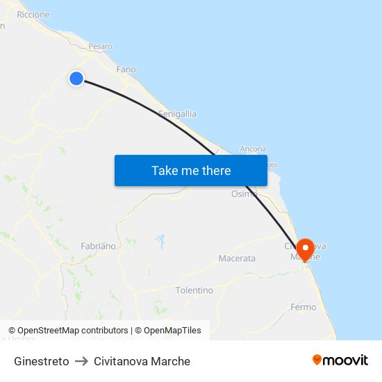 Ginestreto to Civitanova Marche map
