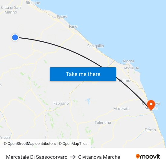 Mercatale Di Sassocorvaro to Civitanova Marche map